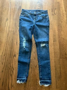 Art Class Jeans Youth Girls Size 12 Kids Blue Denim Distressed Stretch Pants - Picture 1 of 3
