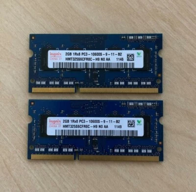 Genuine HYNIX 2 x 2GB PC3-10600S DDR3 Laptop Memory RAM DDR3 4GB Total - Image 1 of 2