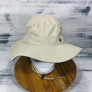 Columbia Hat Mens Beige One Size Vented Sun Cap Chin Strap Boonie Bucket Fishing - Picture 1 of 10
