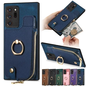 Zip Wallet Card Case Ring Cover for Samsung S25 Edge S24 S23 S22 S21 S10 S9 S8 - Picture 1 of 18