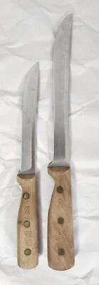 (2)老式芝加哥餐具66S 8英寸刀和61S 6英寸刀木柄直柄 — 第 1/4 张图片