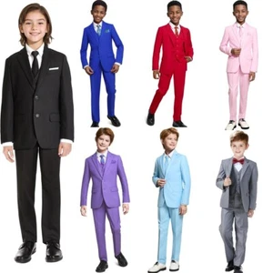 Boy Suit For Boys Formal Outfit Slim Fit Coat Pant Vests Wedding Blazer For kids - Picture 1 of 26