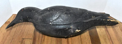 Rare 1940s Herters Hand Carved Balsa Wood Glass Eye Crow Decoy - Image 1 of 4