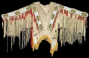 Old Native Style Buffalo Hide Powwow Regalia Handmade Beaded War Shirt Hand - Picture 1 of 2