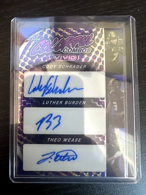 2024 Leaf Vivid Colorful Combos Cody Schrader Luther Burden Theo Wease Auto 2/7 - Image 1 of 2