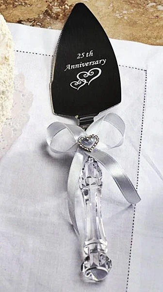 NOVO NA CAIXA Victoria Lynn 25º ANIVERSÁRIO DE CASAMENTO Festa SERVIDOR DE BOLOS com Coração de Strass - Imagem 1 de 4