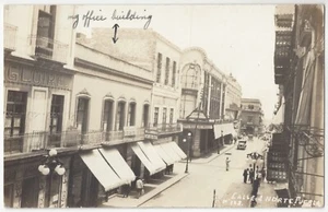 1920 Puebla, México - FOTO REAL escena callejera de negocios - postal vintage - Imagen 1 de 2