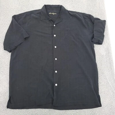 Ben Hogan Mens Shirt XL Black Short Sleeve Button Front 100% Silk  - Image 1 of 4