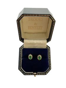 0.70ct Emerald Earrings 9ct Gold Stud Emerald Vintage Earrings Gold Earrings - Picture 1 of 14