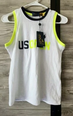 Polo Ralph Lauren US Open Tennis Tank Top White Yellow Neon 2023 Women's XS - Image 1 of 3