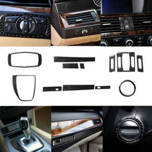 12x Carbon Fiber Interior Decorative Cover Trim Set For BMW 5 Series E60 2004-10 - Picture 1 of 11