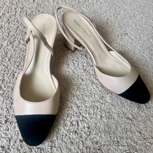 Marc Fisher Laynie Slingback Pumps Natural/Black Size 8  NWOB - Picture 1 of 8