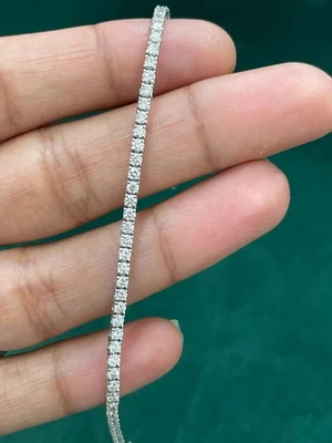 3.00Ct Round Cut Certified Natural Diamond Women's Gift Tennis Bracelet 14k Gold - Image 1 of 4
