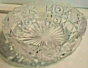 Cuenco de vidrio cortado American Brilliant Period sierra diente festoneado borde 1910 circa - Imagen 1 de 5