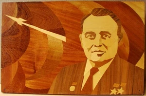 Placa de autor soviética ucraniana de la URSS marquetería Korolev cohete espacial Gagarin - Imagen 1 de 7