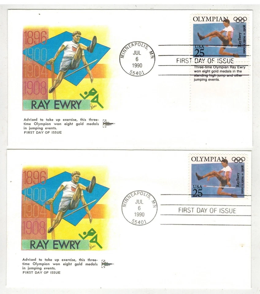 1990 SUMMER OLYMPICS GILLCRAFT 2500 TRACK & FIELD RAY EWRY SET OF 2 & TEXT SELVA - Image 1 of 1