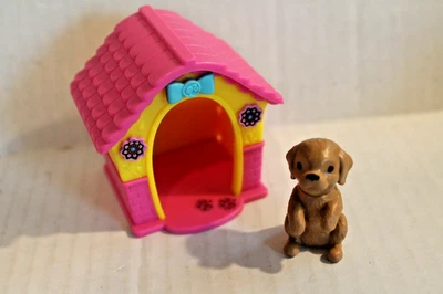 Mattel Barbie Dollhouse Miniature Dog House with Sitting Brown Puppy Dog Figure - Image 1 of 3