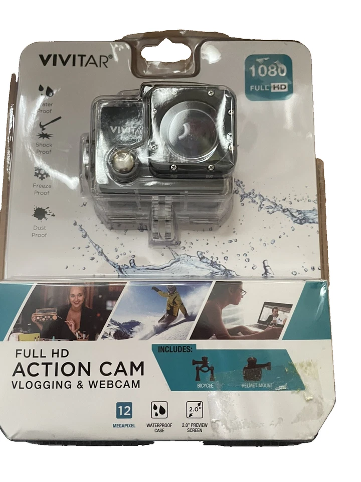 Vivitar 1080 Full HD Action Cam Vlogging &Webcam Black DVR786HD 12Megapixels - Image 1 of 4