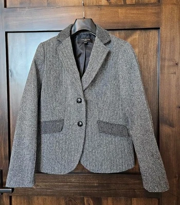 Talbots Petite Mix-Tweed Black/Gray Blazer Jacket 2P  work, casual, edgy style - Image 1 of 4