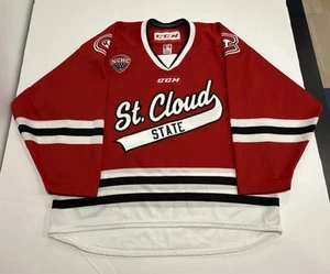 CCM St. Cloud State Huskies Large Hockey Jersey Red Minnesota NCHC Canada Made - Picture 1 of 9