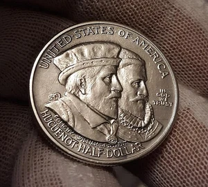 1924 - Authentic Huguenot Silver Commemorative Half Dollar Coin - NICE DETAIL - Picture 1 of 3