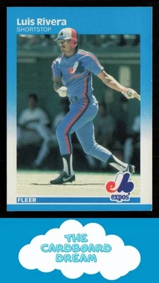 Luis Rivera 1987 Fleer #330 RC Rookie Montreal Expos Baseball Card - Image 1 of 2