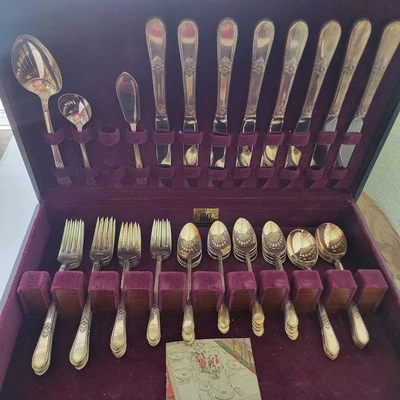 50pcs International Silver 1847 Rogers Bros. "Adoration" Silver Plate Flatware  - Image 1 of 4