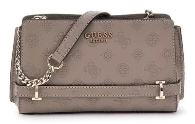 GUESS Zarela Mini Top Zip Crossbody XS Handtasche Tasche Dark Taupe Logo taupe - Bild 1 von 3