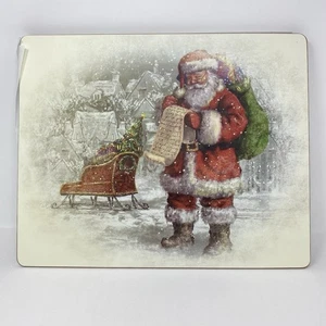 Pottery Barn NOSTALGIC SANTA Checking LIst Sleigh Christmas Set Of 4 Placemats - Picture 1 of 6