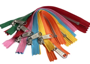 YKK#5 9" Aluminum with Long Pull Non-Lock Fancy Metal Zipper Closed-End (5pcs) - Picture 1 of 7