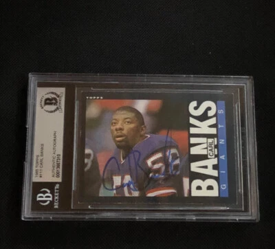 CARL BANKS 1985 TOPPS ROOKIE SIGNED AUTOGRAPHED CARD #111 BECKETT BAS AUTHENTIC - Image 1 of 2