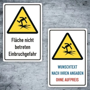 Schild Fläche nicht betreten Einbruchgefahr Wunschtext Kombischild S-W0047 - Bild 1 von 3
