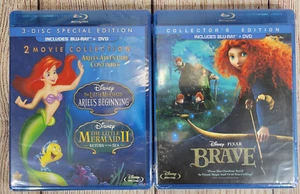 The Little Mermaid II + Ariel's Beginning + Brave (Blu Ray+DVD  SEALED - Picture 1 of 3