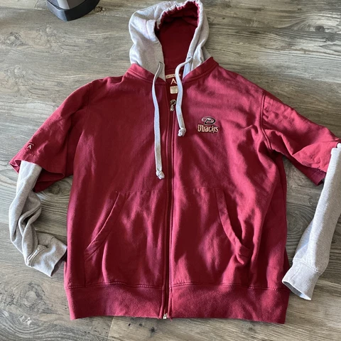 Arizona Diamondbacks Grey Sleeve Red Sweatshirt Hoodie Mens XL Zip Front Cover