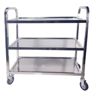 3 Tier Kitchen Trolley Stainless Steel Storage Trolley Cart Service Food Utility - Picture 1 of 10