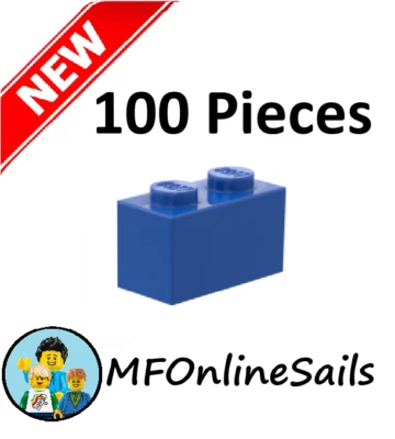 **NEW** 100x Genuine LEGO 1x2 Bricks - Blue- Piece # 3004 Bulk - Image 1 of 4
