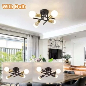 Sputnik Ceiling Light 4 Arms Chandeliers Gold Industrial Fitting Living Room E27 - Picture 1 of 17