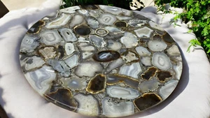 24" Gray Agate Console Table Modern Hotel Farmhouse Kitchen Balcony Furniture De - Picture 1 of 9