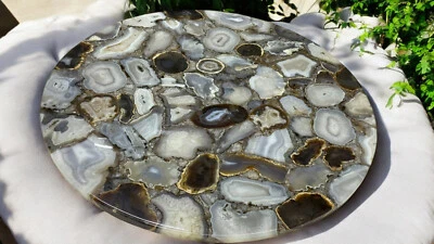 24" Gray Agate Console Table Modern Hotel Farmhouse Kitchen Balcony Furniture De - Image 1 of 4