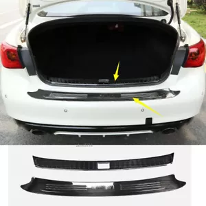 2P Inner Outer Rear Bumper Protector Sill Plate Cover For infiniti Q50 2018-2020 - Picture 1 of 11