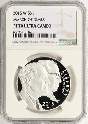 2015-W Proof $1 March of Dimes Commemorative Silver Dollar NGC PF70UCAM - Image 1 of 4