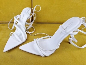 Liliana Größe 8 weiß Beinriemen Stiletto High Heel Schuhe - Bild 1 von 10