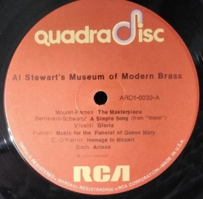 RCA QUADRADISC ARD1-0032 AL STEWART'S MUSEUM OF MODERN BRASS 1973 US VINYL LP - Image 1 of 3