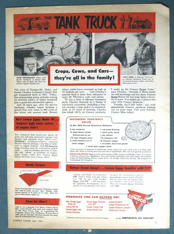 Original 1956 Conoco Ad Photo Features Charley Gortsema of Grangeville Idaho - Image 1 of 1