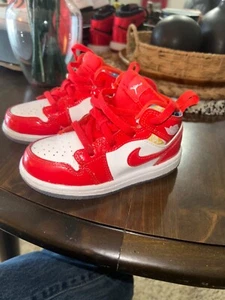 Nike Air Jordan 1 Mid Barcelona Sweater Sneakers Shoes DC7250-600 Infant Baby 8C - Picture 1 of 6