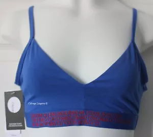 Bralette de algodón elástico inalámbrico azul S Calvin Klein QF5176 "Statement 1981" nuevo con etiquetas - Imagen 1 de 7