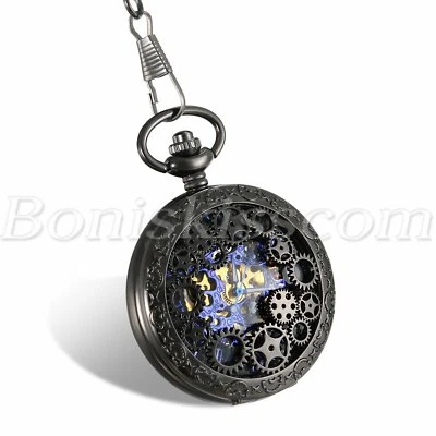 Antique Retro Steampunk Hollow Gear Hand Winding Mechanical Windup Pocket Watch - Image 1 of 4