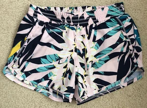 OLD NAVY size S 6-7 Girls Pink Athletic Running GO-DRY Shorts Floral Leaves - Picture 1 of 4