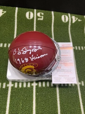 OJ O.J. SIMPSON SIGNED USC TROJANS MINI HELMET 1968 HEISMAN BUFFALO BILLS JSA W - Image 1 of 3
