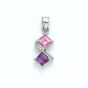 Sterling Silver Pink Topaz/Amethyst Pendant Necklace *NWB* SW154 - Picture 1 of 3